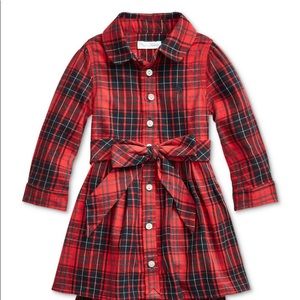 Ralph Lauren Baby Girls Plaid Shirtdress and Bloomer